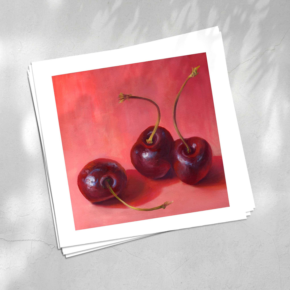Cherry Jewel Box - Oil Painting Art Print  square fruit still life kitchen  art for wall decor – Galleria Fresco
