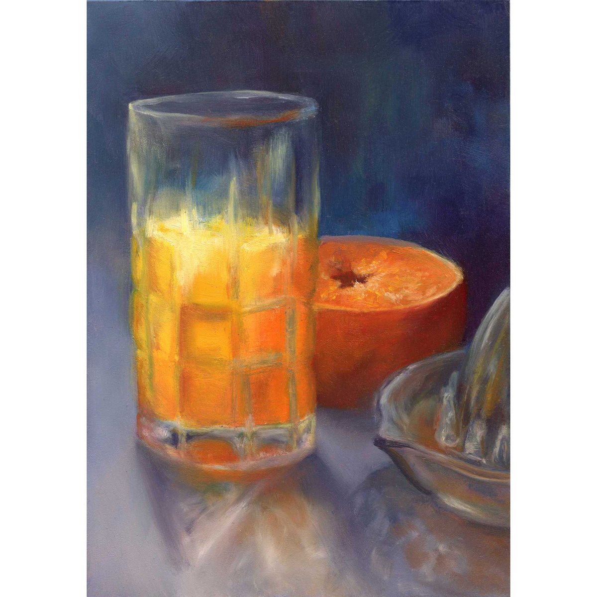 Original acrylic painting on paper unframed - blood orange citrus still  life