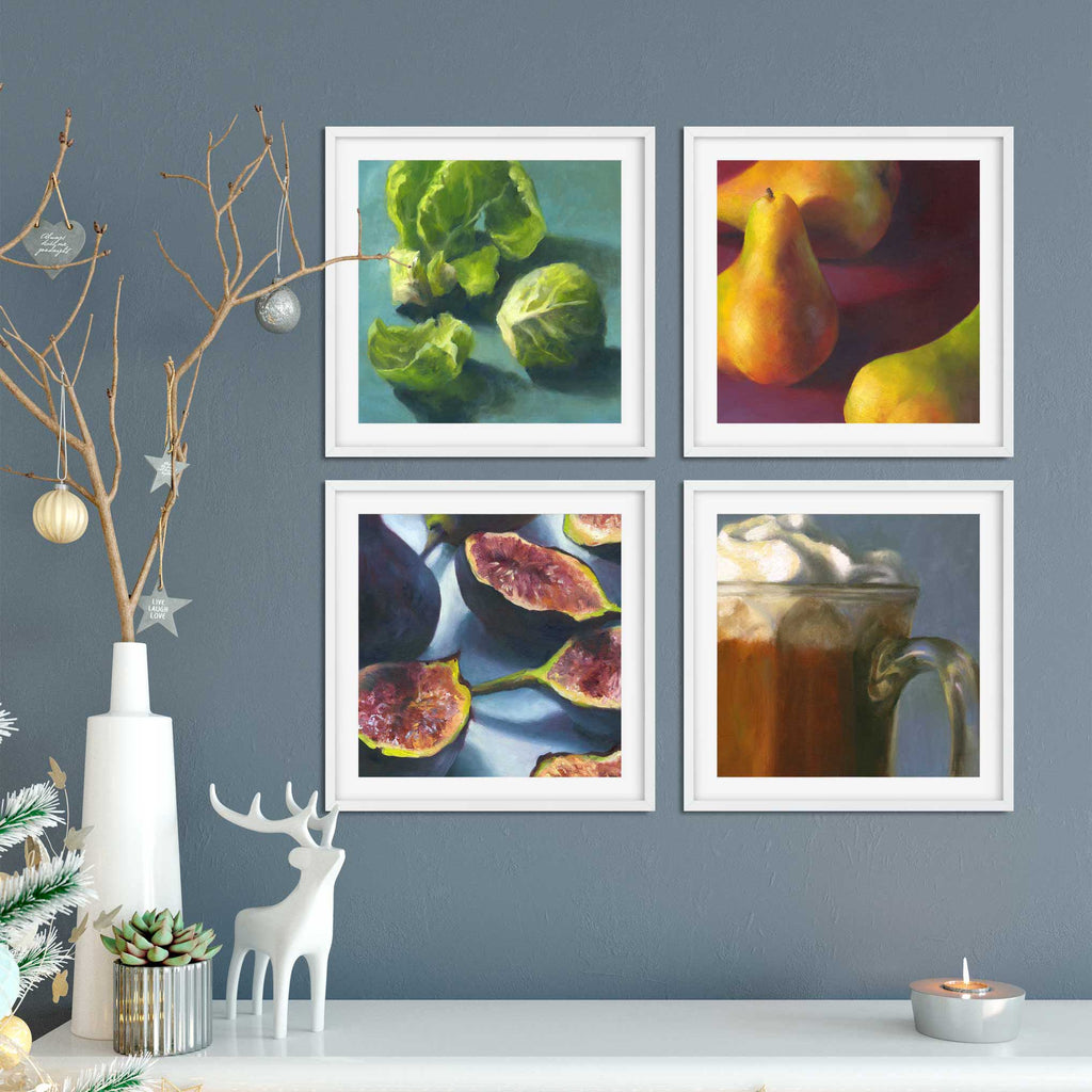 Cherry Jewel Box - Oil Painting Art Print  square fruit still life kitchen  art for wall decor – Galleria Fresco